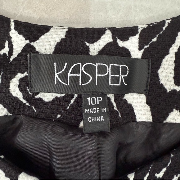Women’s Kasper Open Front Patterned Long Sleeve Blazer Jacket Size 10P - Picture 11 of 16